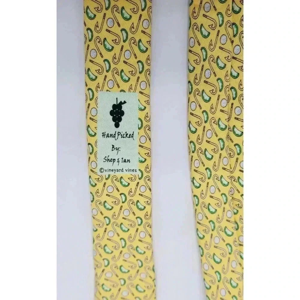 Vineyard Vines Fishing Hook / Golf Ball / Lime Wedge All Over Print Men Silk Tie
